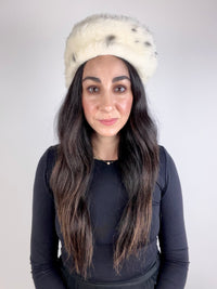 Vintage White Leopard Faux Fur Hat