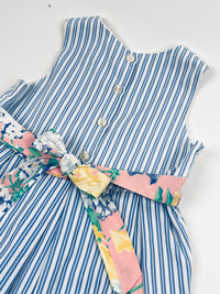 Vintage 1980s Striped & Floral Girls Dress