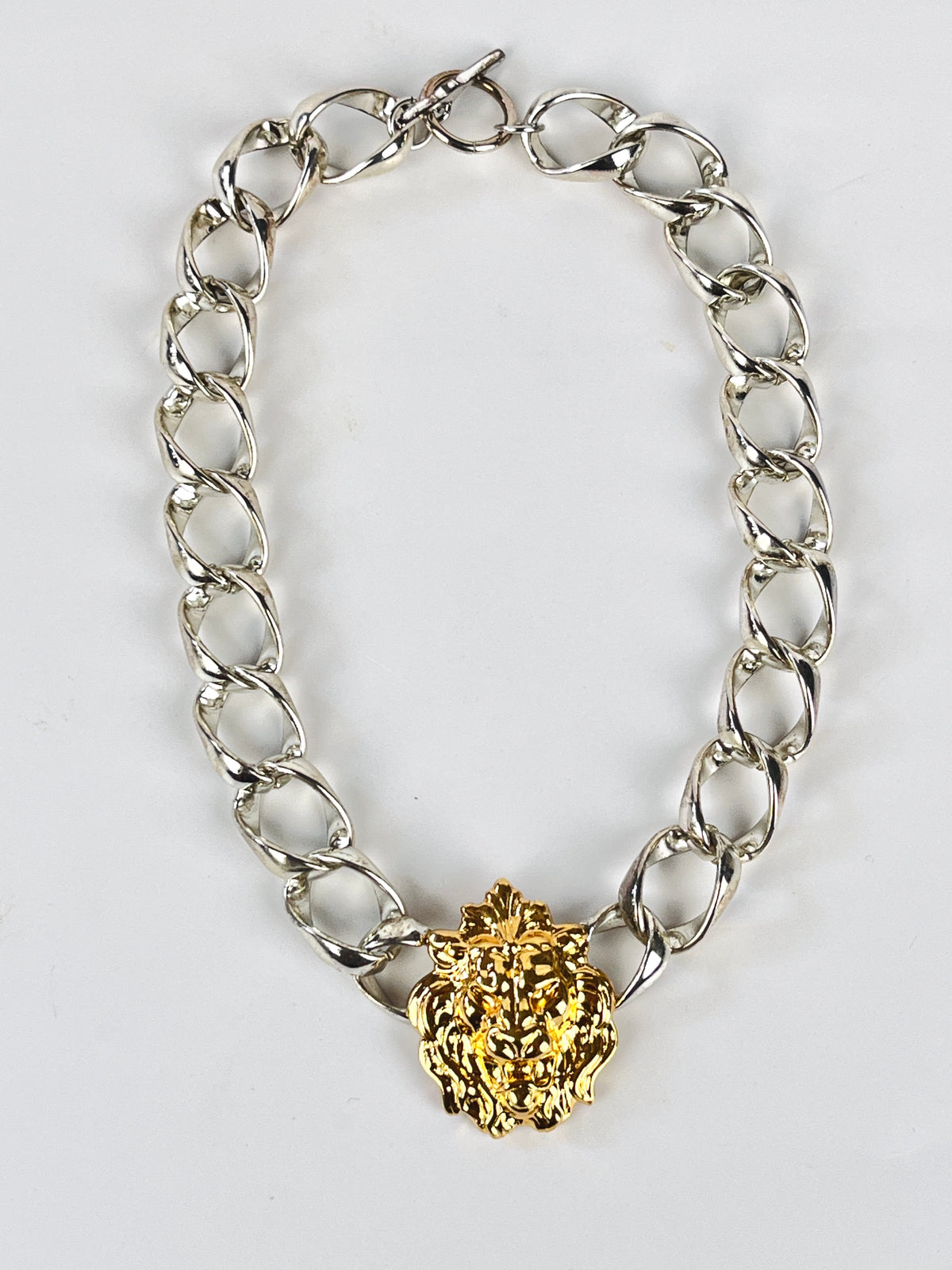 Vintage 90s Lion Head Collar Necklace