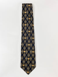 Gianni Versace Vintage 90s Silk Tie, Medusa, Greek Key, Scroll Design