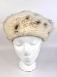 Vintage White Leopard Faux Fur Hat