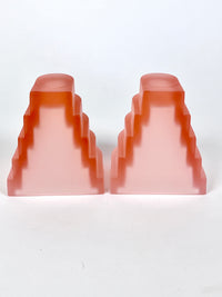 Italian Postmodern Pink Frosted Glass Bookends