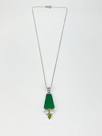 Vintage Sterling, Jade, Pearl, & Peridot Necklace