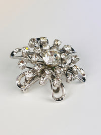 Vintage Silver Tone Rhinestone Brooch