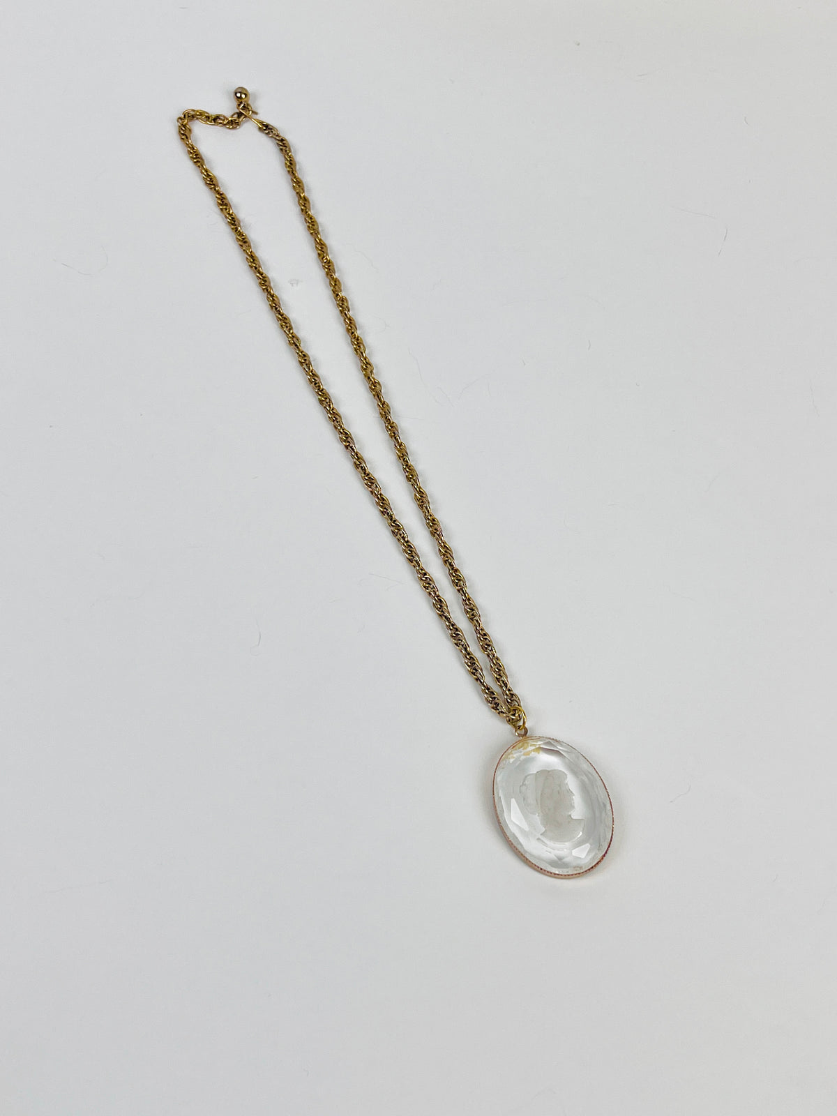Vintage Glass Intaglio Cameo Necklace