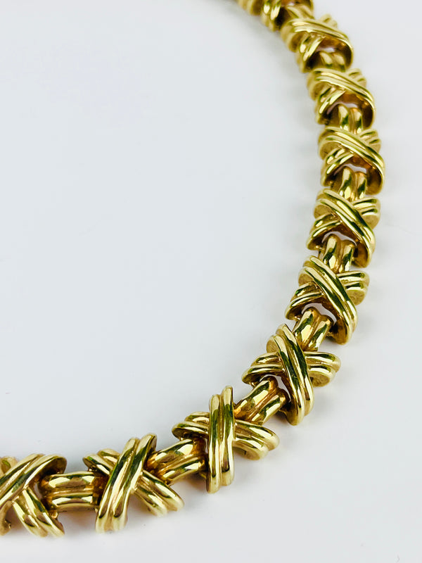 Vintage Gold Tone Criss-Cross Necklace