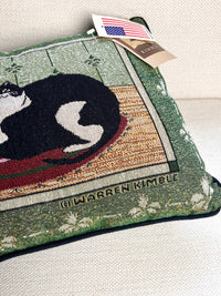 Vintage Cat Needlework Throw Pillow by Warren Kimble