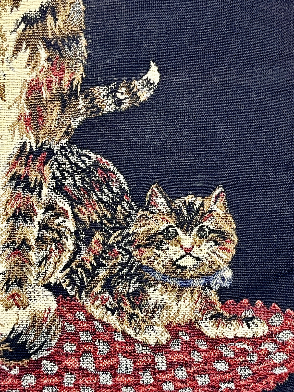 Vintage Needlepoint Cat Pillow