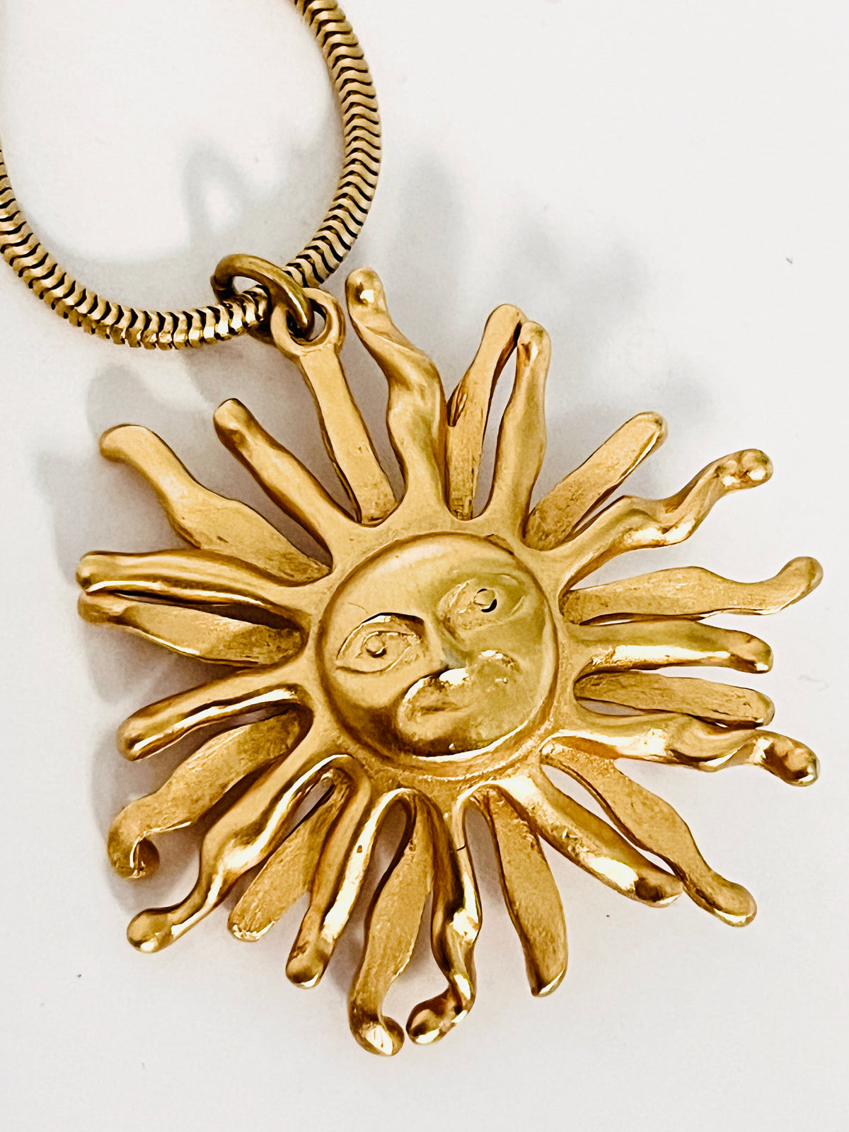 Vintage 90s Double-Sided Sun Face Necklace