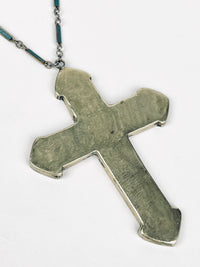 Vintage 1970s Turquoise Cross Necklace