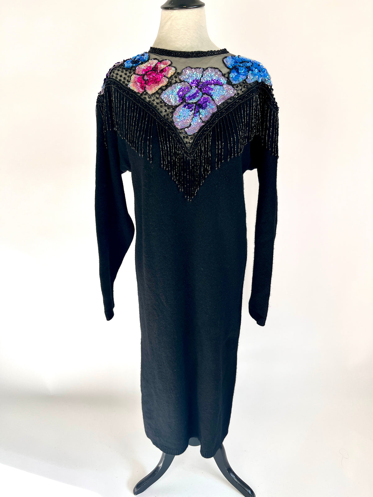 Vintage Wool & Sequin Sweater Dress