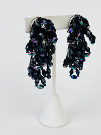 Vintage Black Iridescent Bead Earrings