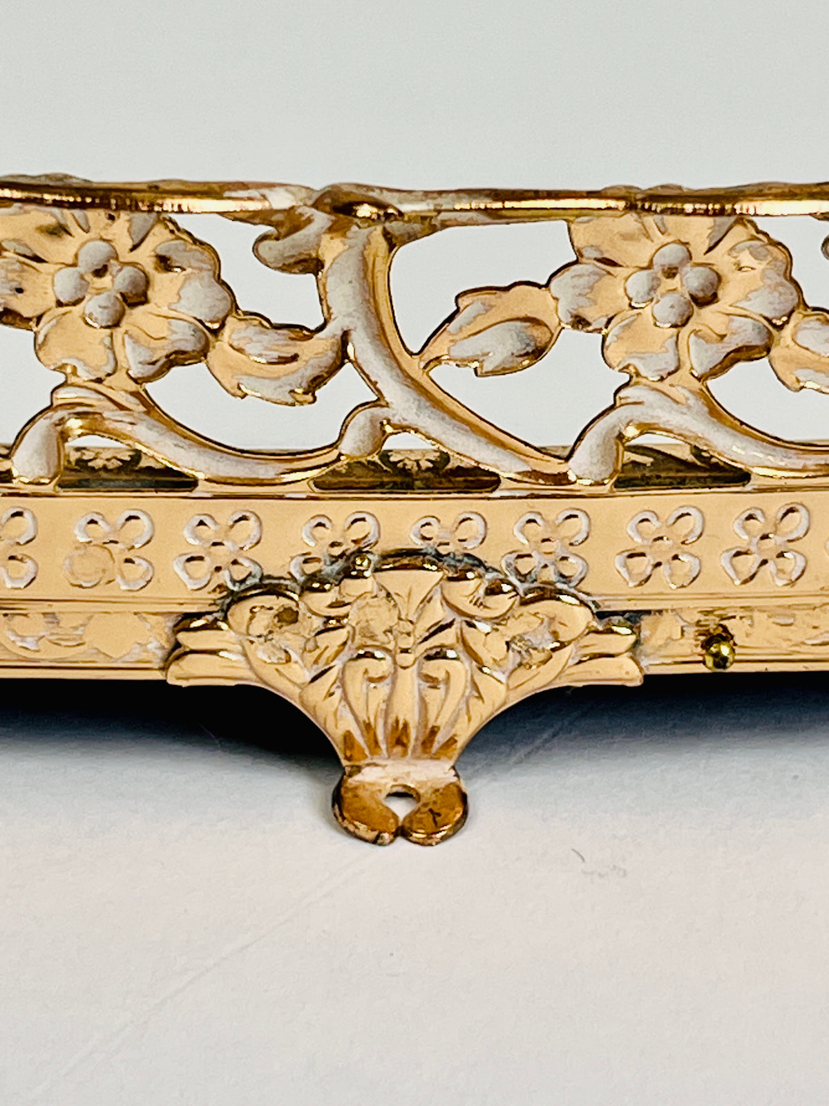 Large Vintage Filigree Mirror Tray