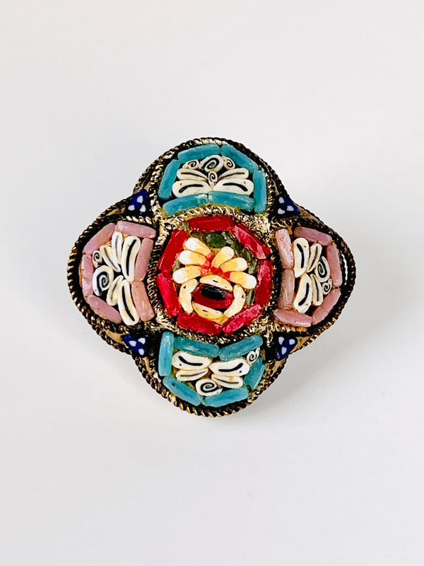 Vintage 1930s Italian Millefiori Micro-Mosaic Brooch