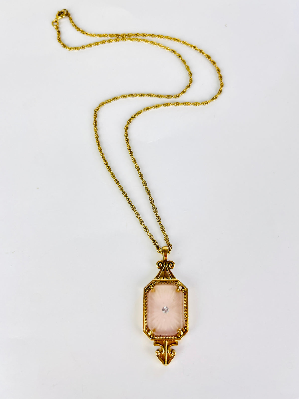 1970s Art Deco Revival Camphor Glass Necklace