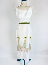 Vintage 1960s Floral Embroidered Dress