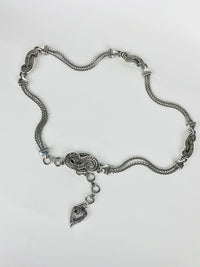 Vintage Silvertone Heart Belt