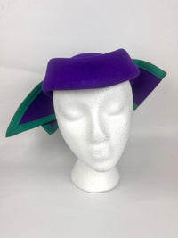Vintage Colorblock Wool Hat with Bow
