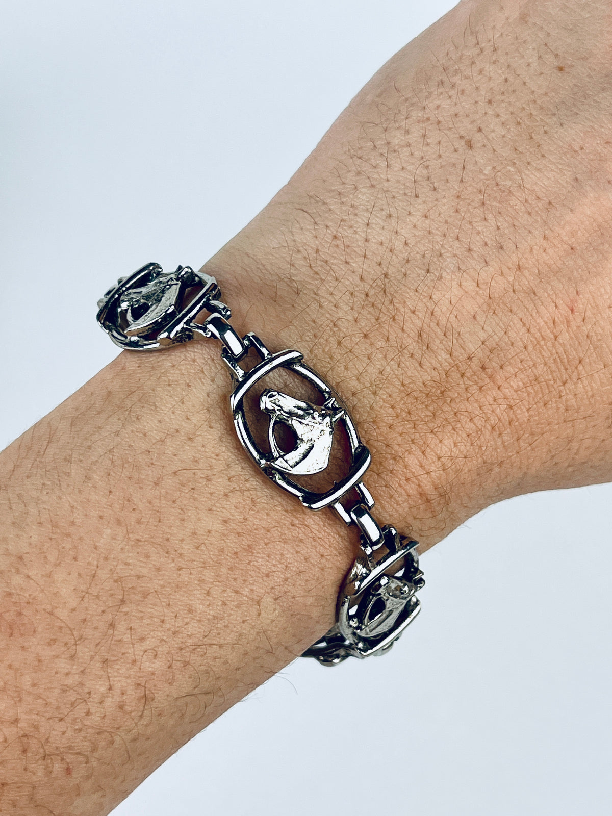 Vintage Silver Tone Horse Bracelet