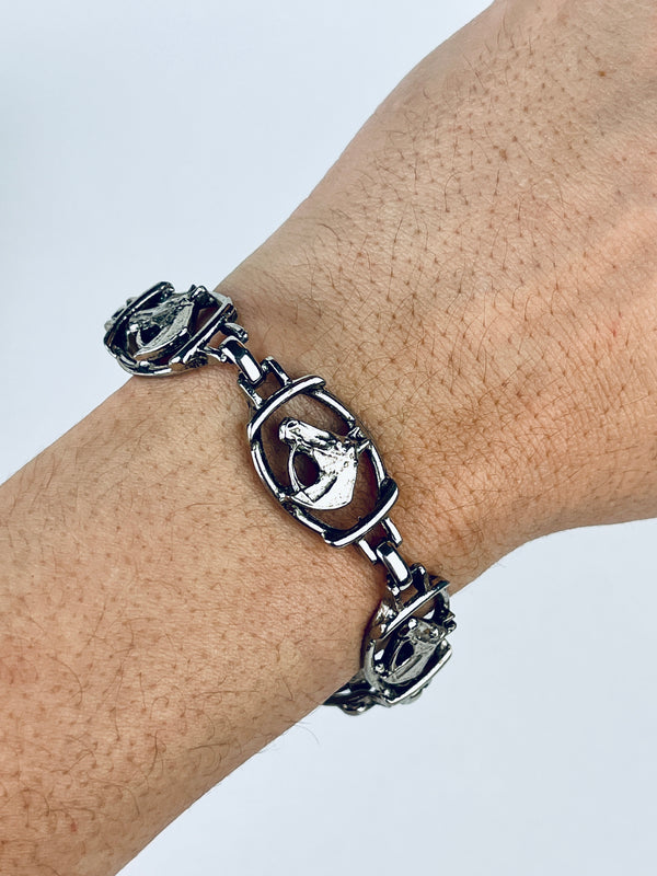 Vintage Silver Tone Horse Bracelet
