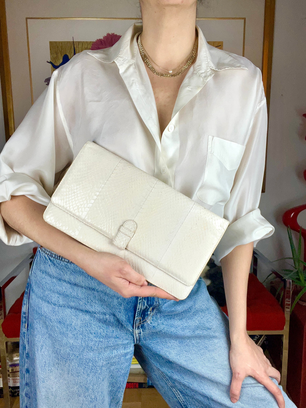 Vintage Battaglia Genuine Snakeskin Clutch