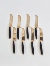 Mid-Century Bronze & Wood Flatware Set