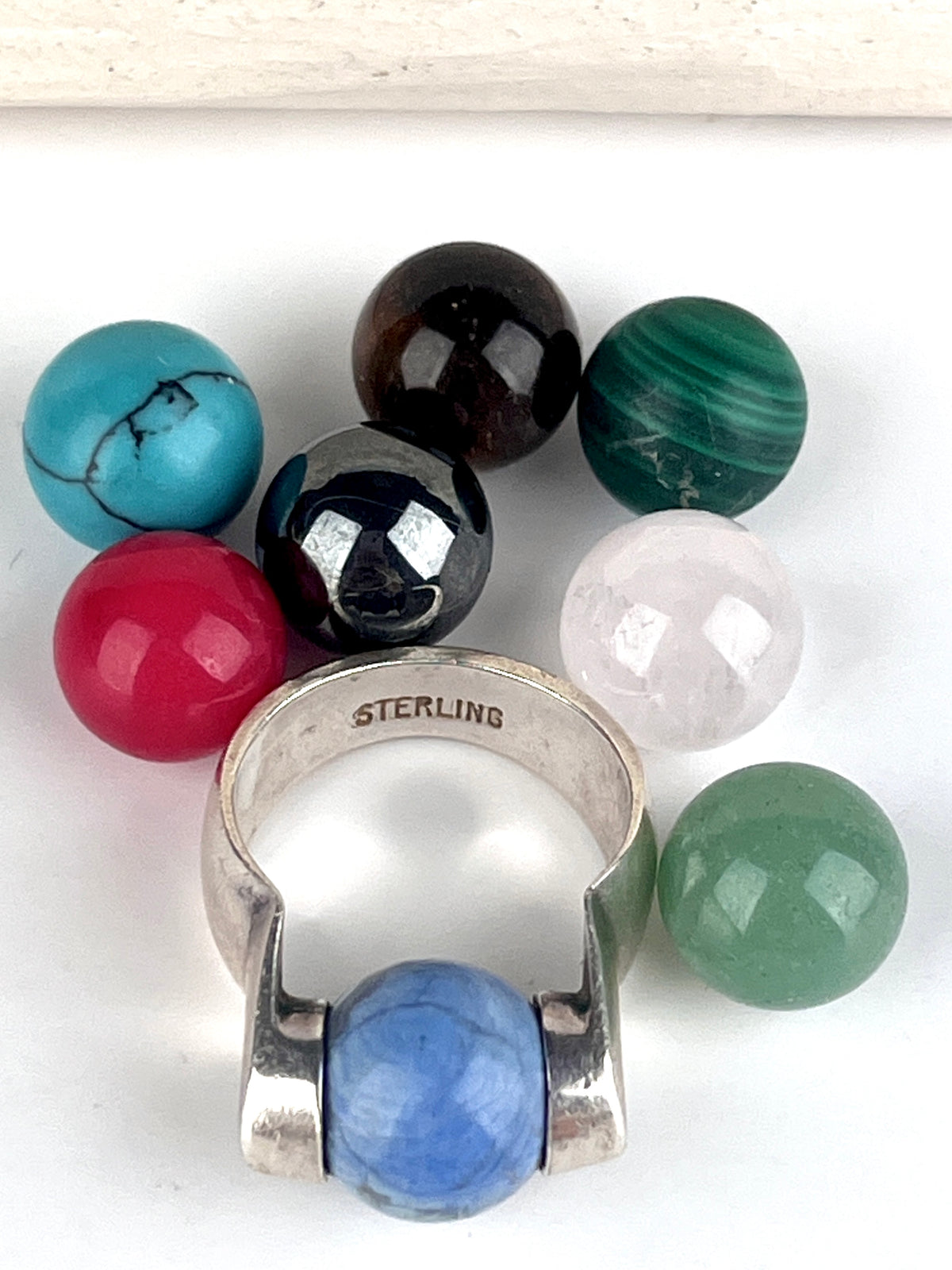 Vintage Sterling Ring with Interchangeable Stones
