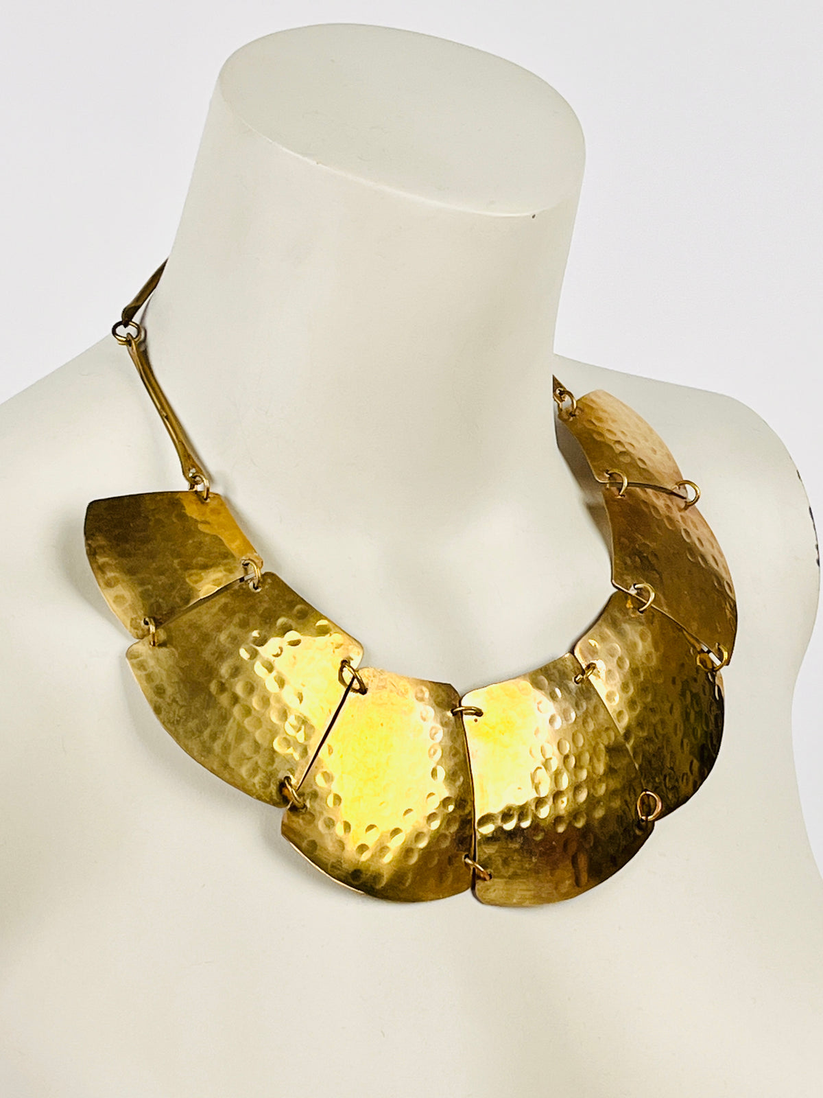 Vintage 1970s Hammered Brass Necklace