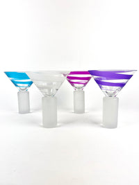 Postmodern Column Base Spiraled Martini Glasses