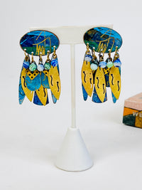 Vintage Painted Brass Earrings