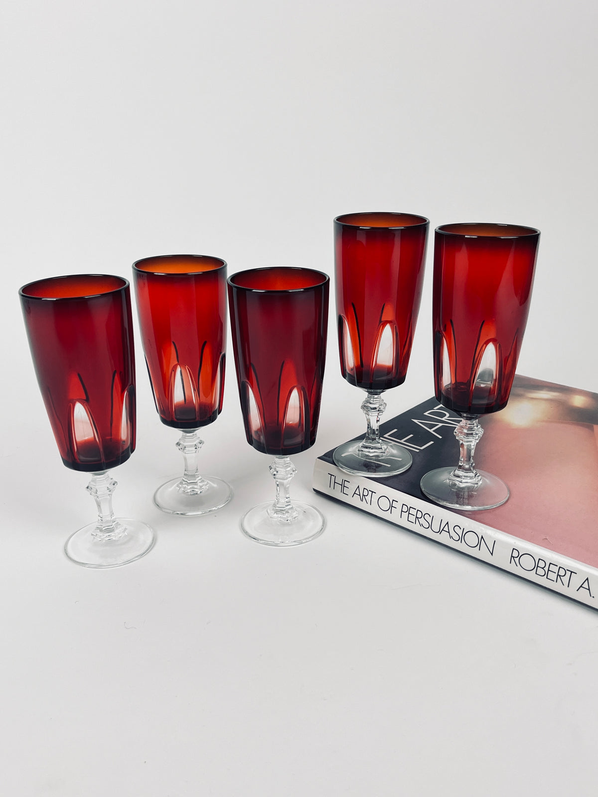 Vintage Red Glass Stemware