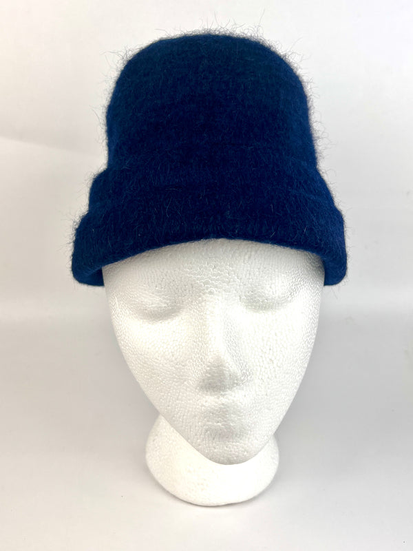 Vintage Navy Blue Felted Wool Cloche Hat