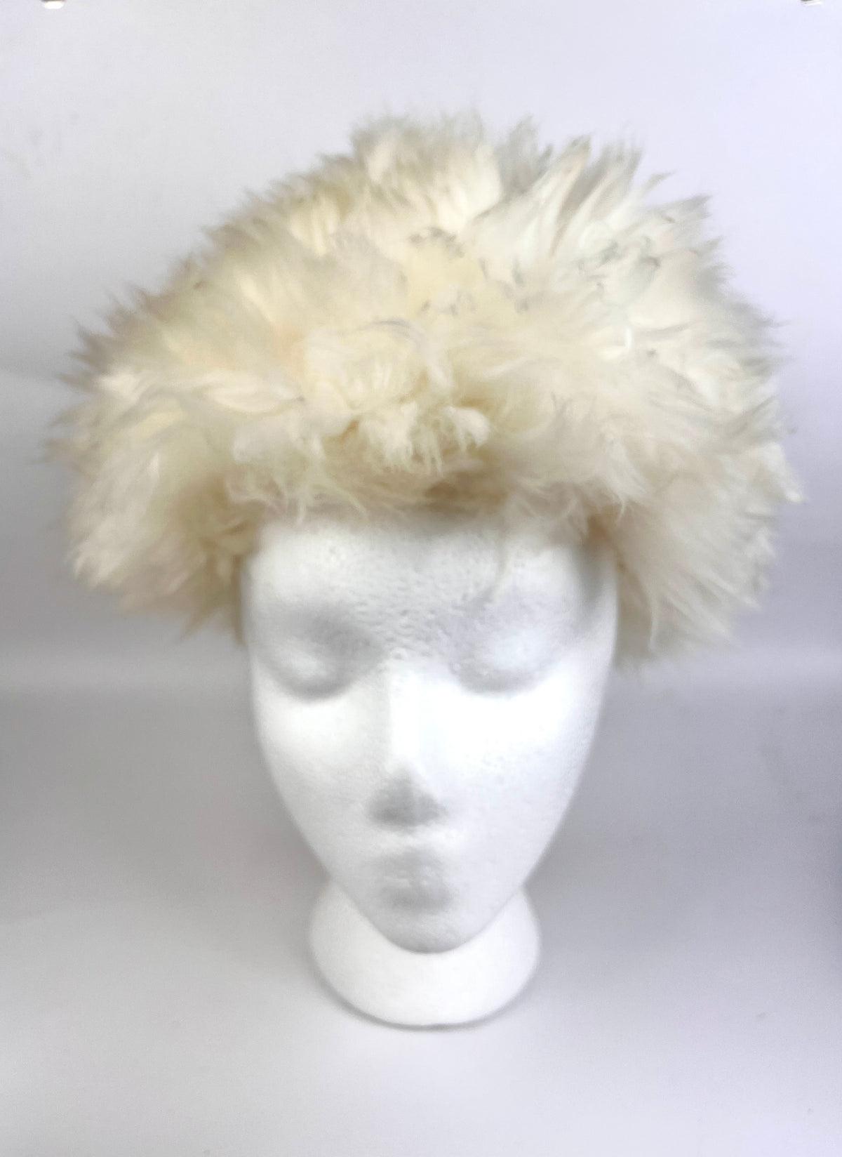 Vintage 70s White Shearling Hat