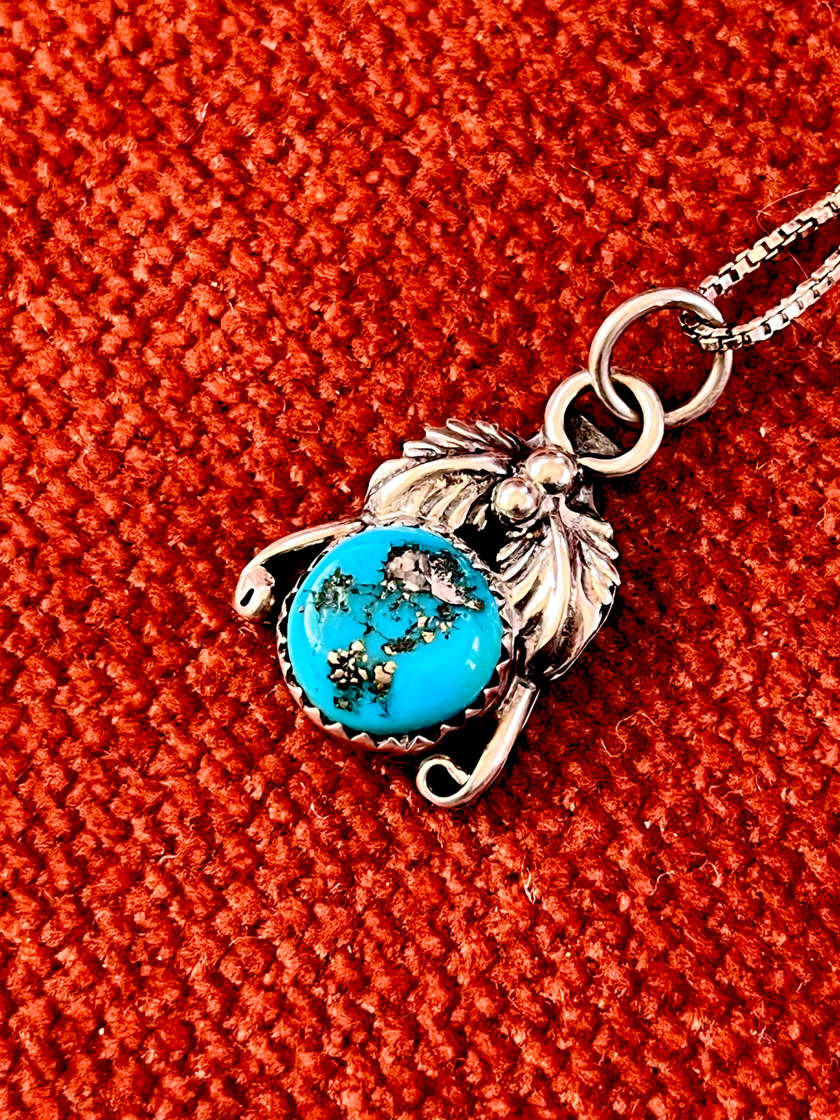 Vintage Navajo Morenci Turquoise Sterling Necklace