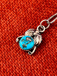 Vintage Navajo Morenci Turquoise Sterling Necklace