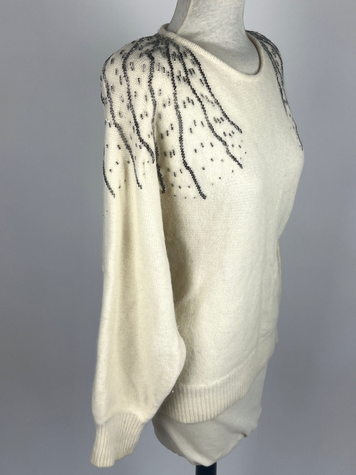 Vintage Beaded Angora & Wool Sweater