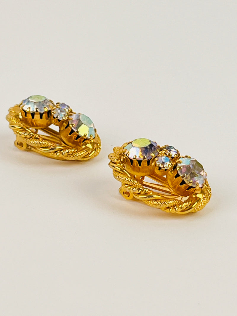 Vintage Aurora Borealis Rhinestone Earrings