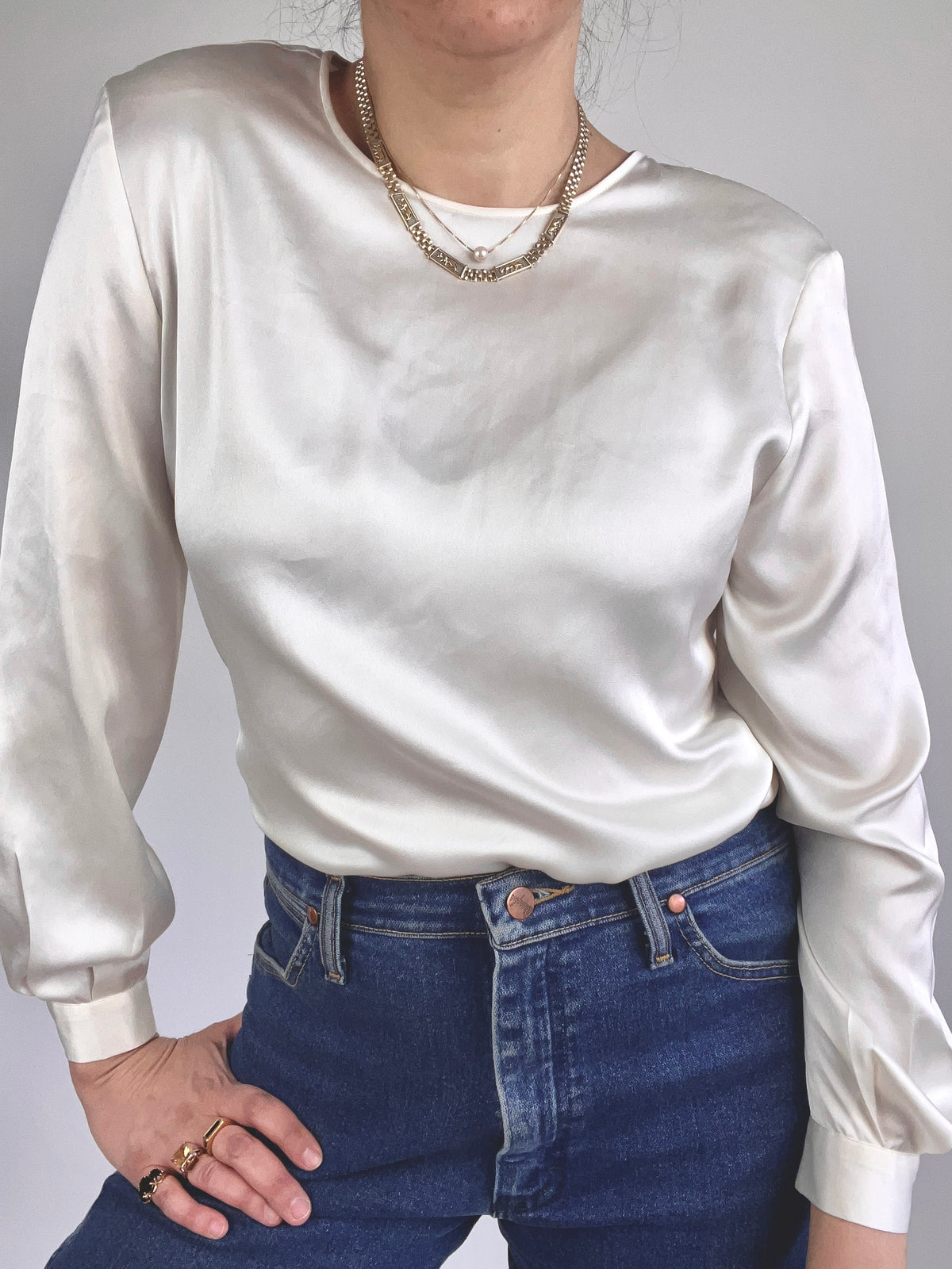 90s Vintage Satin Blouse