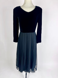 Vintage Velvet Pleated Dress