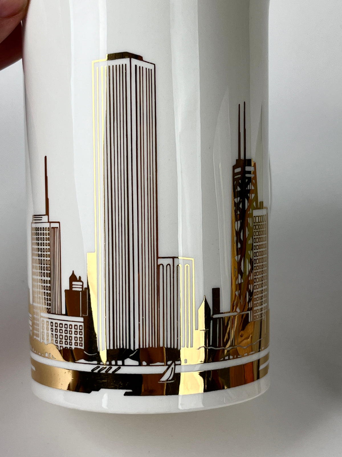 Vintage Gold-Plated Chicago Skyline Coffee Cups by Marshall Field’s