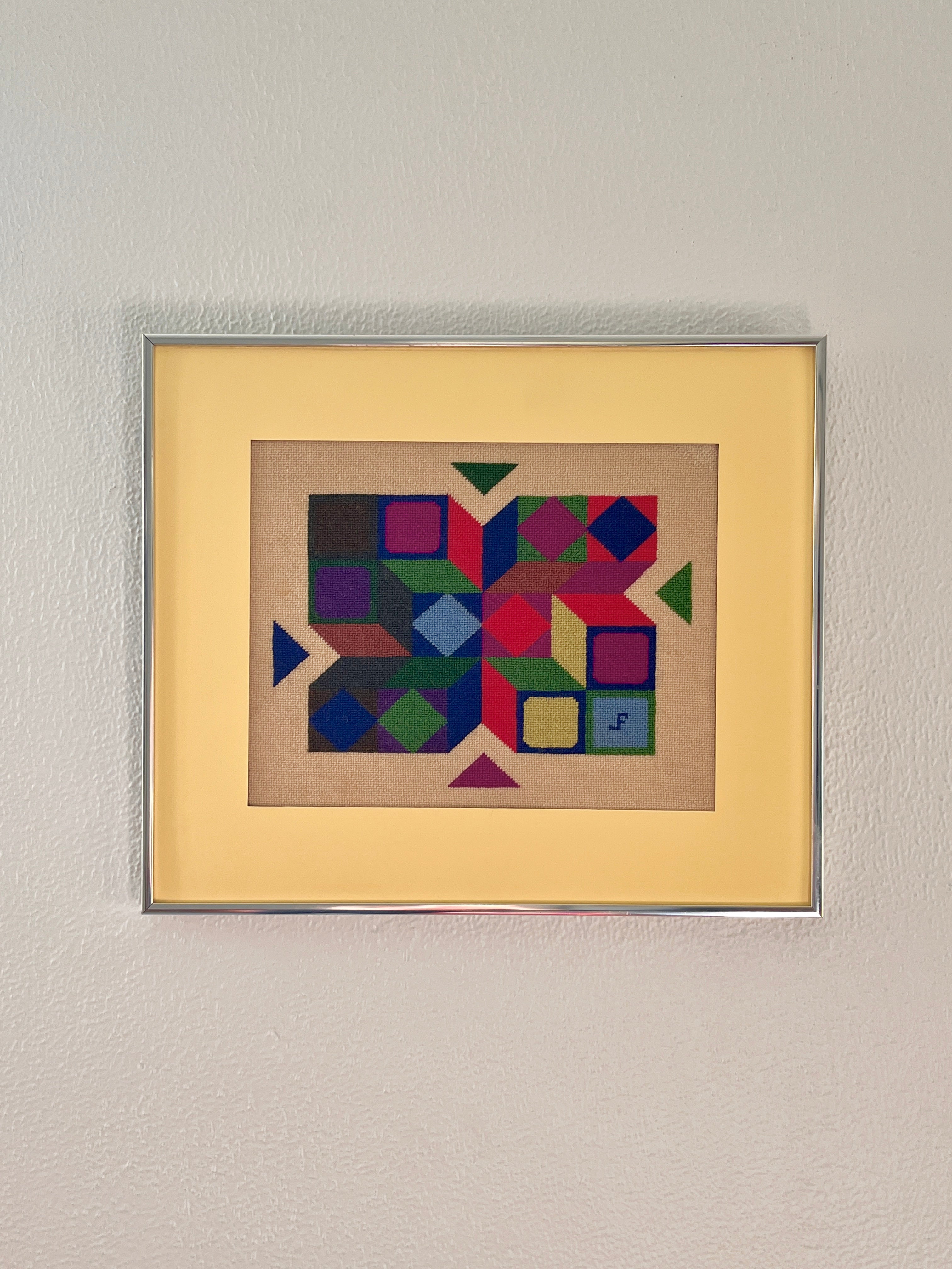 Vintage Handmade Vasarely Style Optical Needlepoint – Dovetail