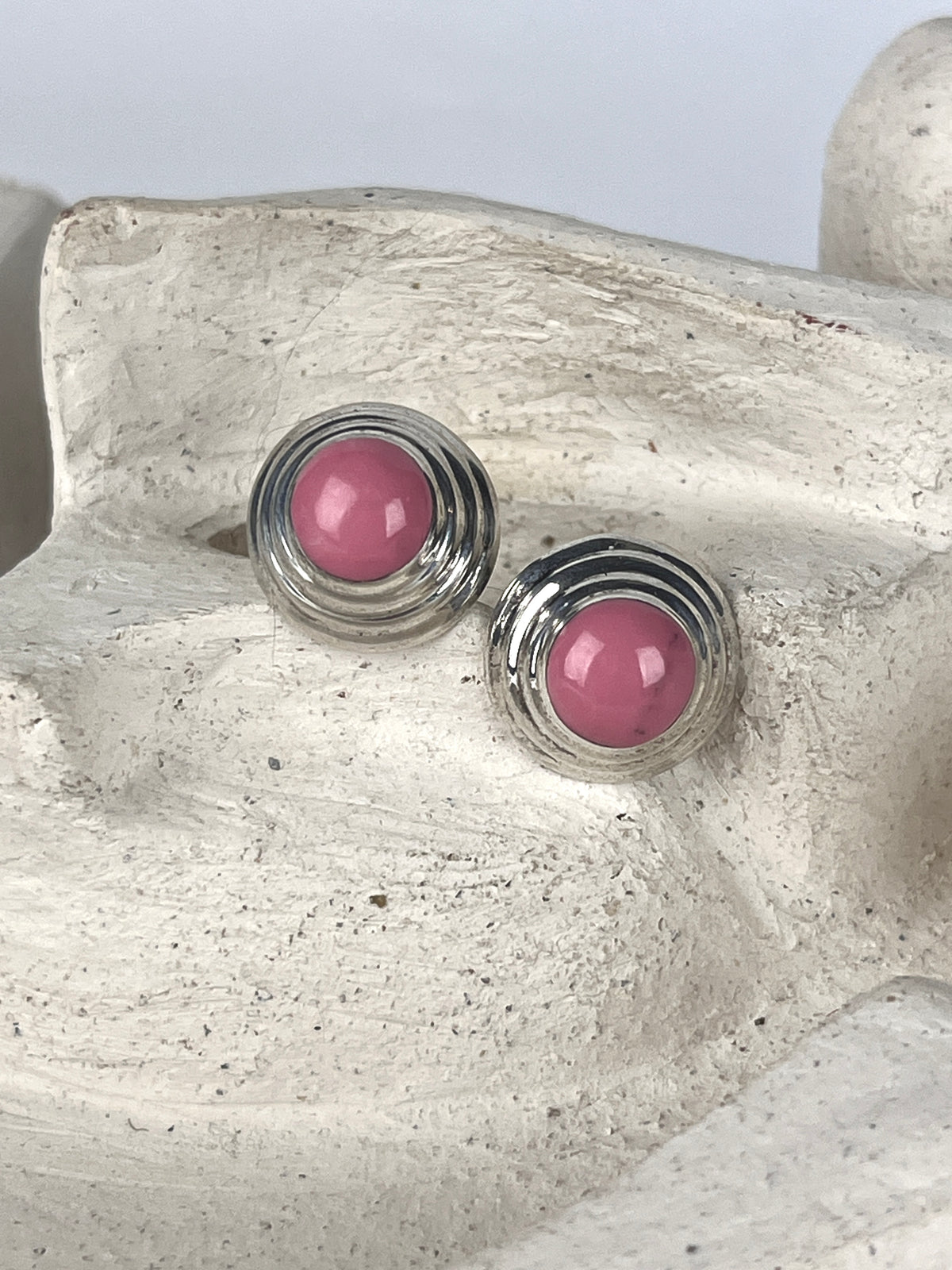 Vintage Sterling & Rhodonite Earrings