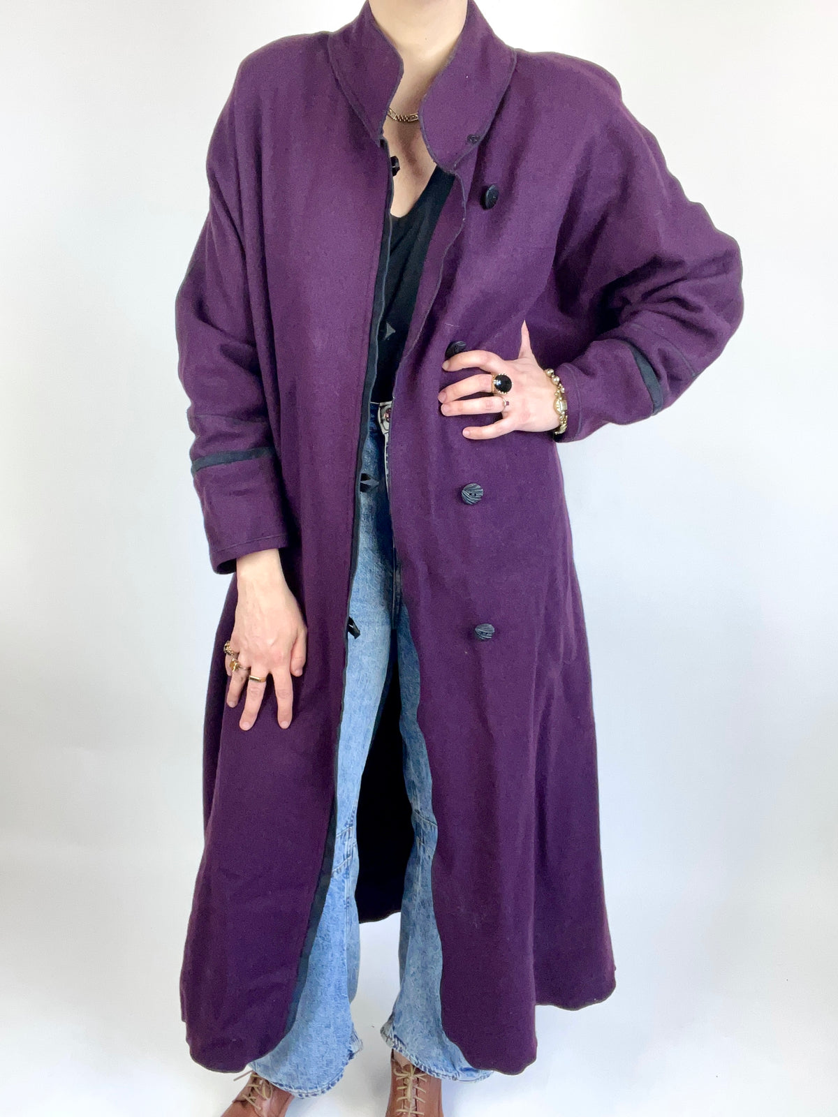 Vintage Aubergine Wool Coat