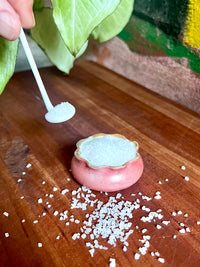 Vintage Porcelain Salt Server & Spoon - Rose