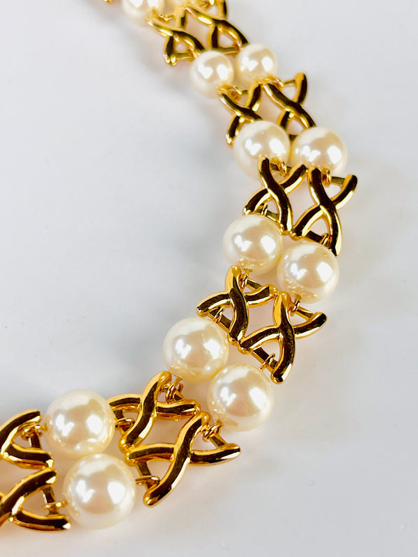 Vintage Faux Pearl Collar Necklace