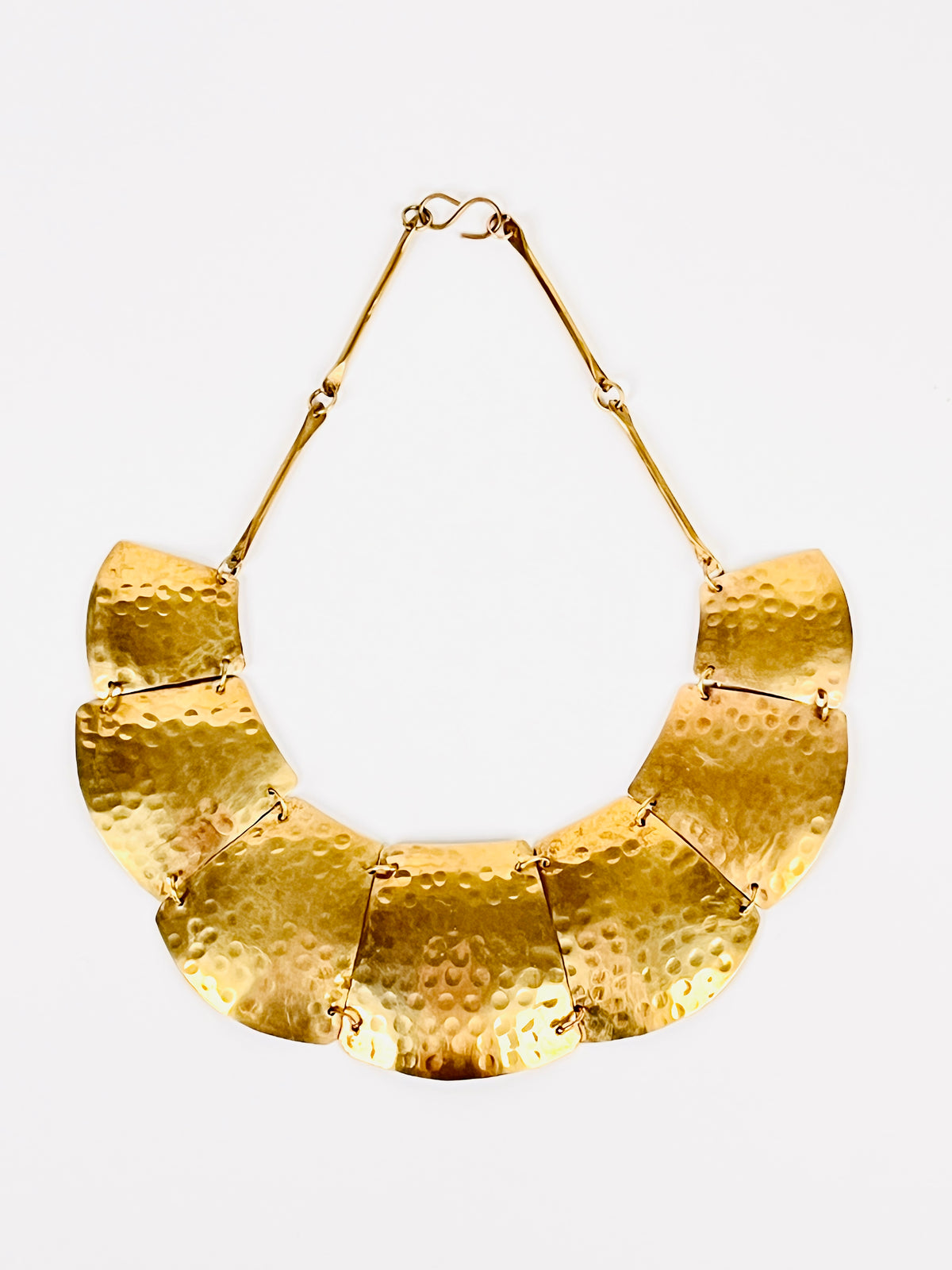 Vintage 1970s Hammered Brass Necklace