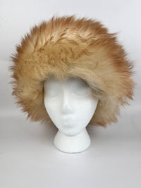 Vintage 70s Tan & White Shearling Hat