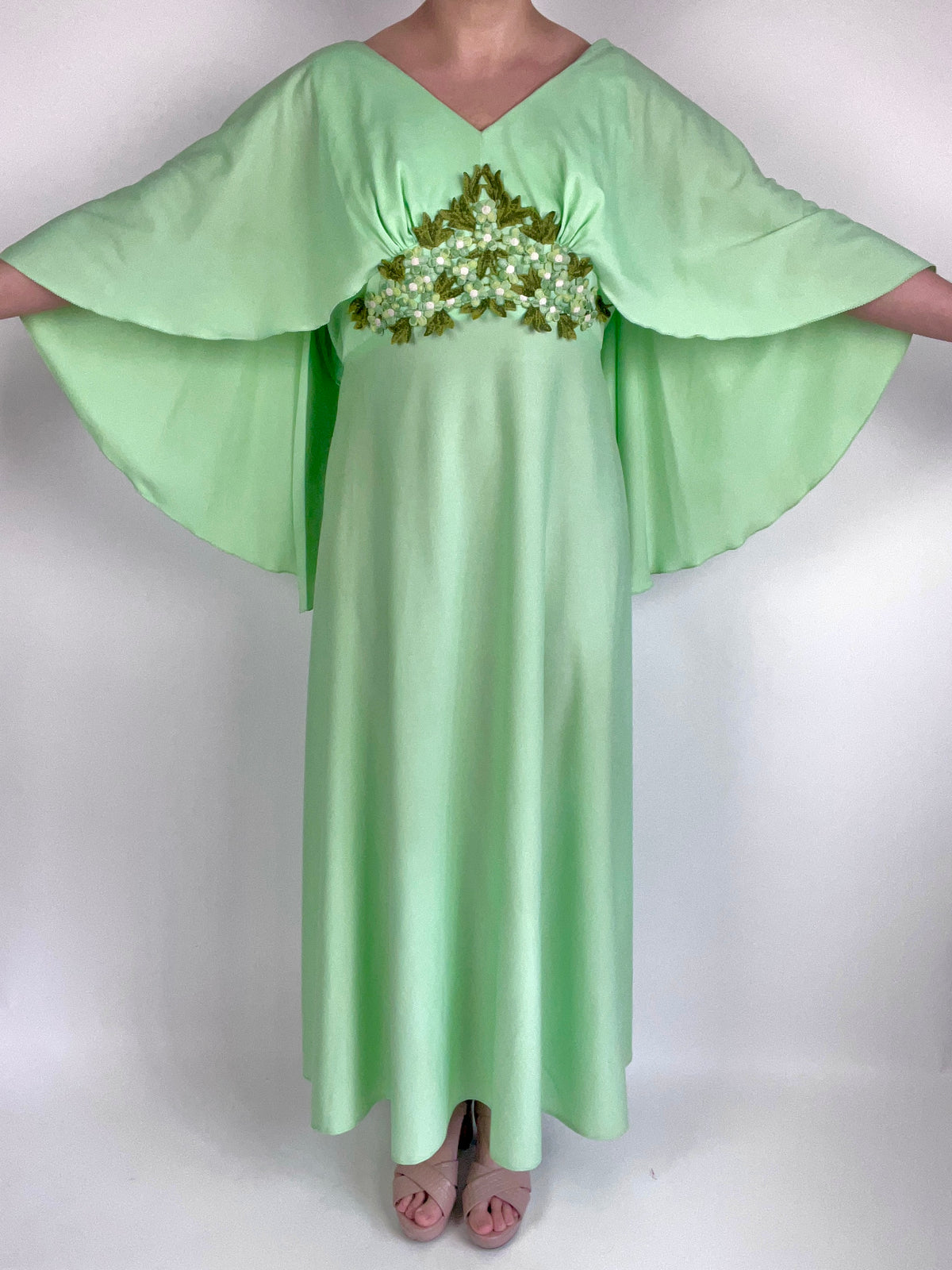 Vintage 1960s Pistachio Green Maxi Dress