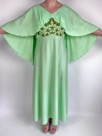 Vintage 1960s Pistachio Green Maxi Dress