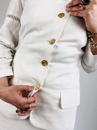 Vintage 90s White Linen Blazer & Skirt Set by Apart